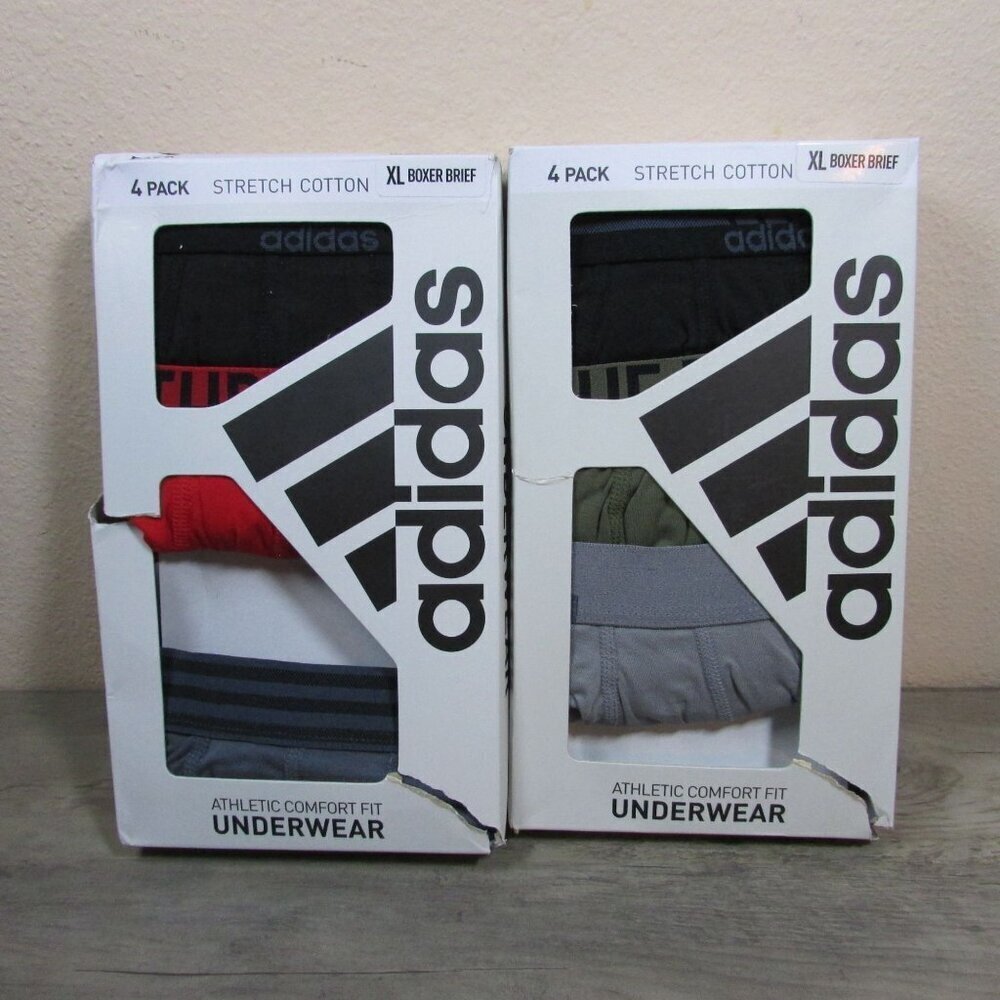 2x Adidas Men's XL Stretch Cotton Boxer Briefs 3 Pack (6 Total Pair)
